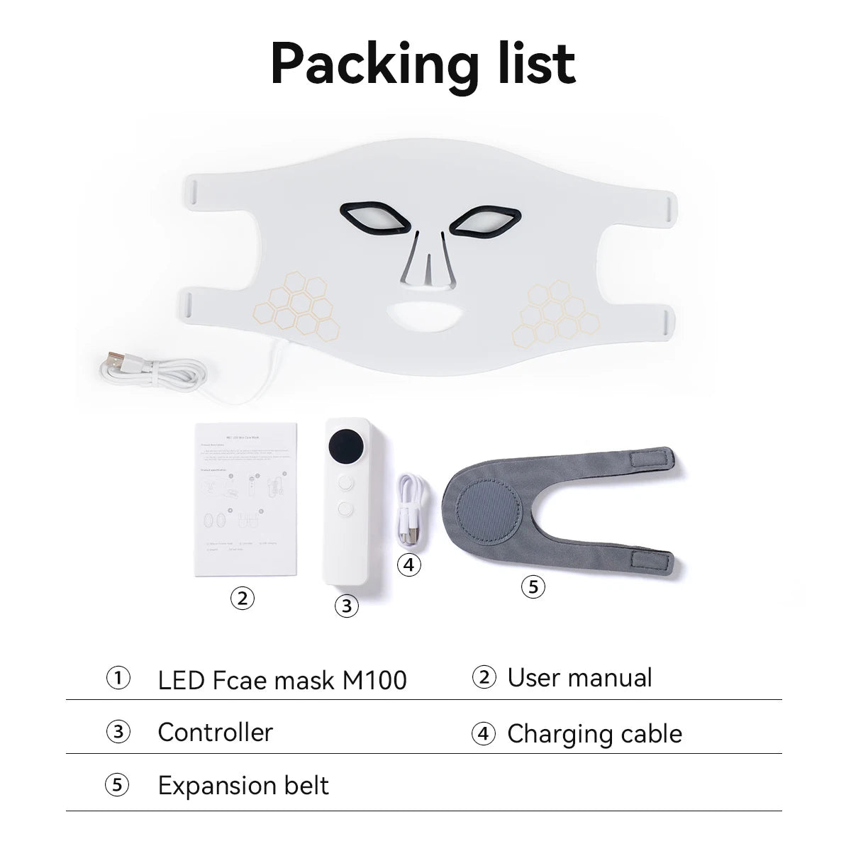 Masque LED Rechargeable Visage & Cou – Thérapie par Lumière Rouge Infrarouge