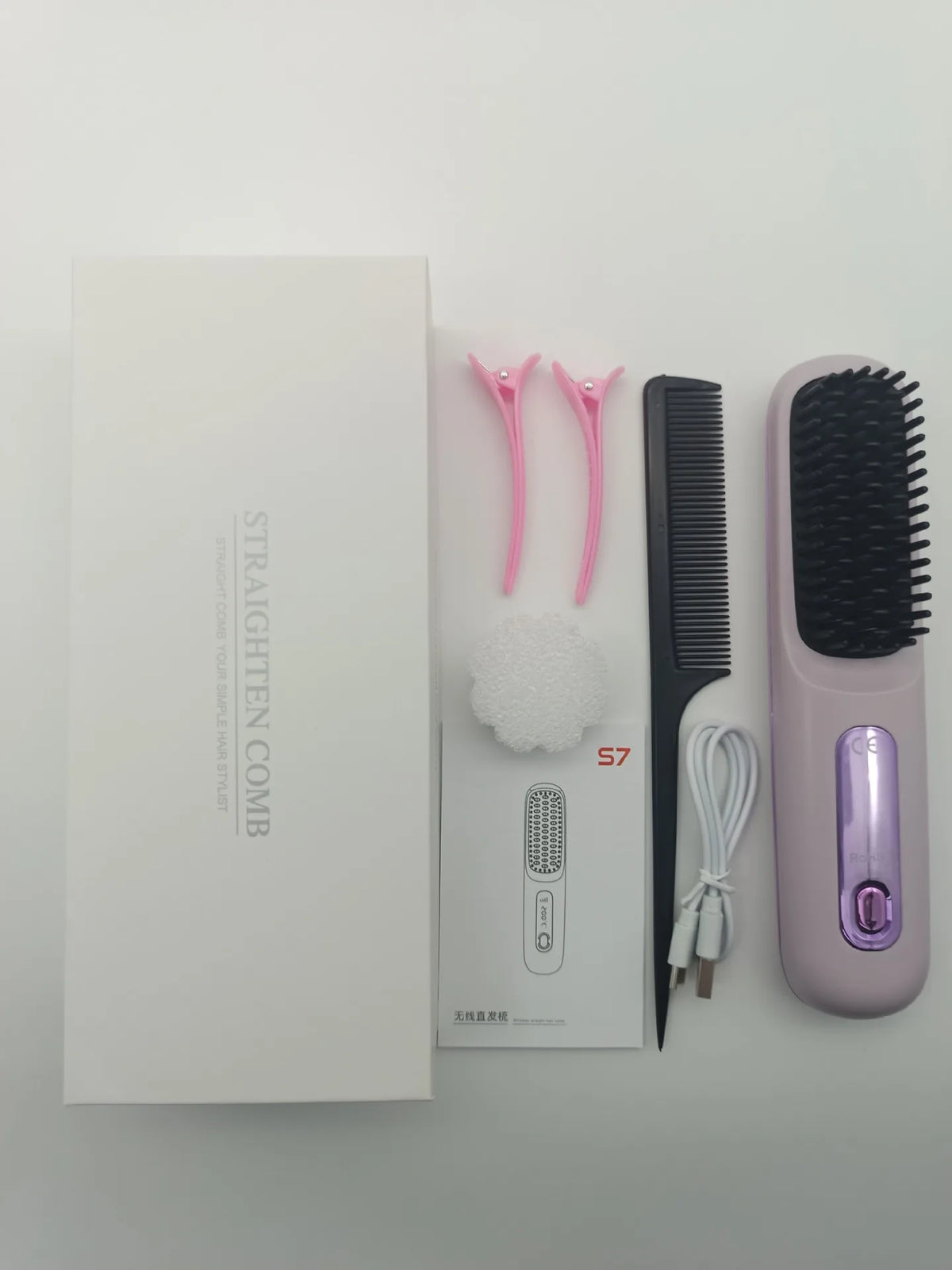 Lisseur brosse sans fil en céramique pour cheveux lisses