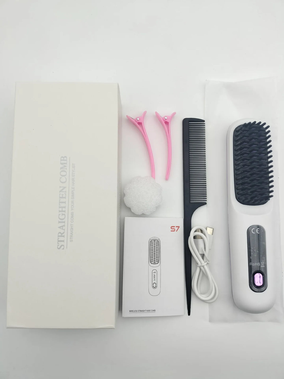 Lisseur brosse sans fil en céramique pour cheveux lisses