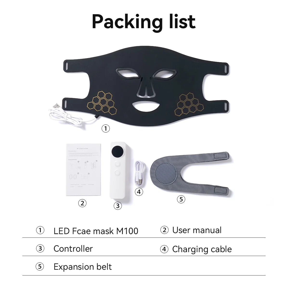 Masque LED Rechargeable Visage & Cou – Thérapie par Lumière Rouge Infrarouge