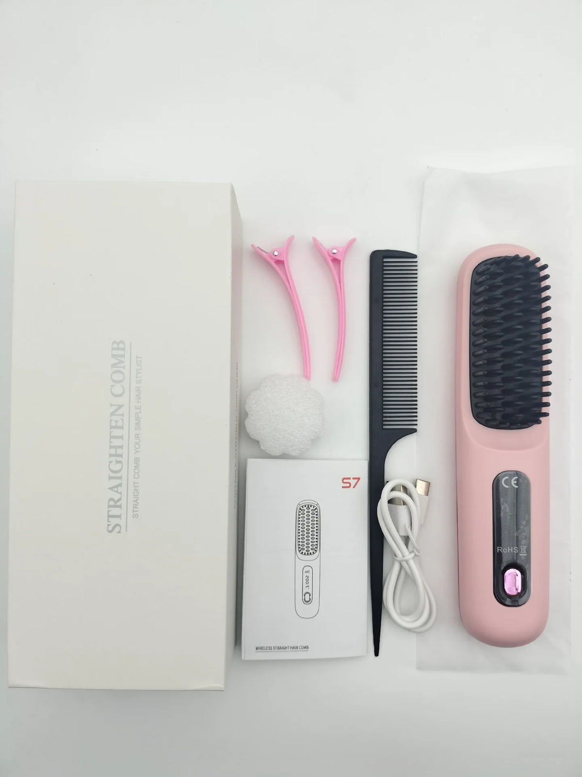 Lisseur brosse sans fil en céramique pour cheveux lisses