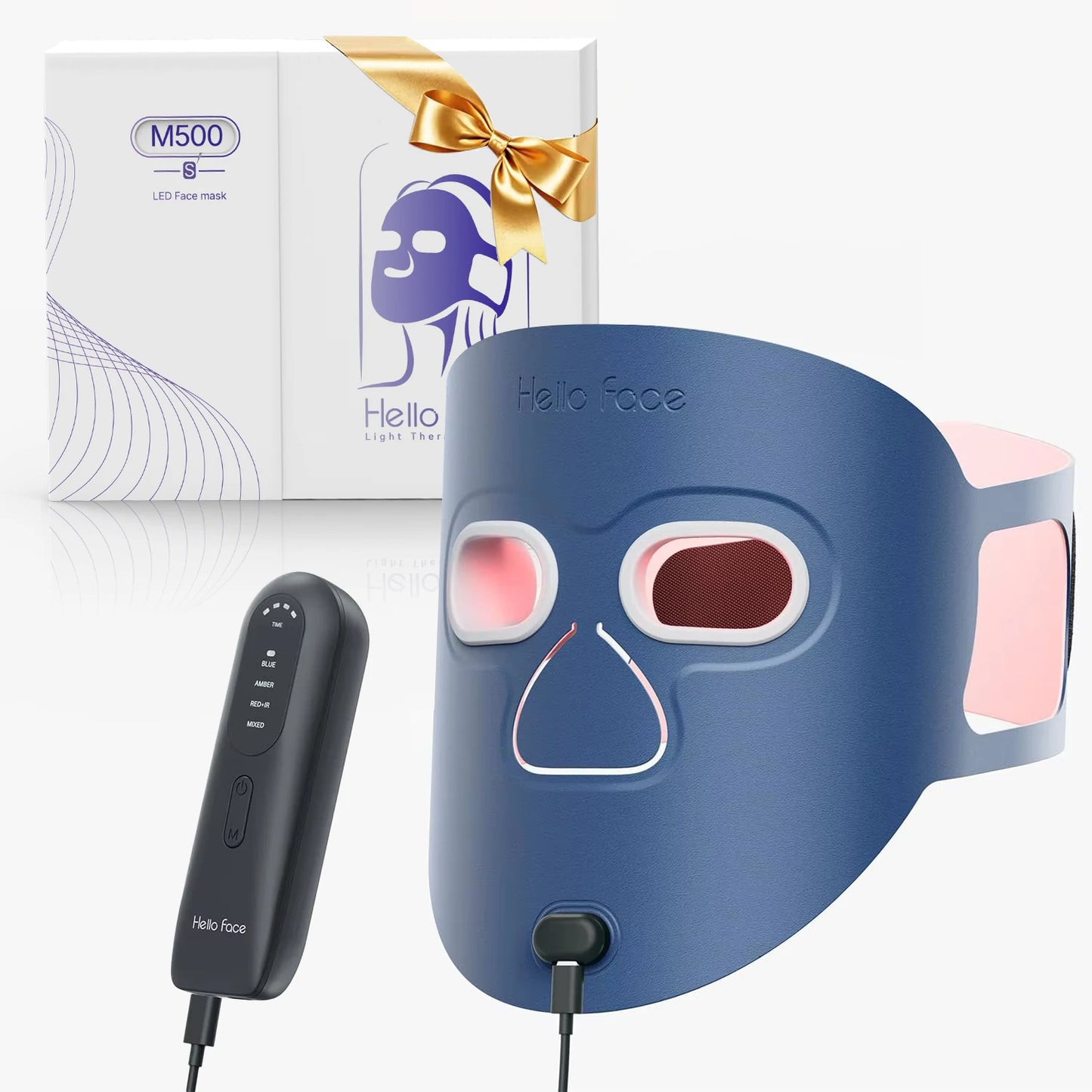 Femme portant un masque LED à lumière rouge pour sa routine de soin du soir